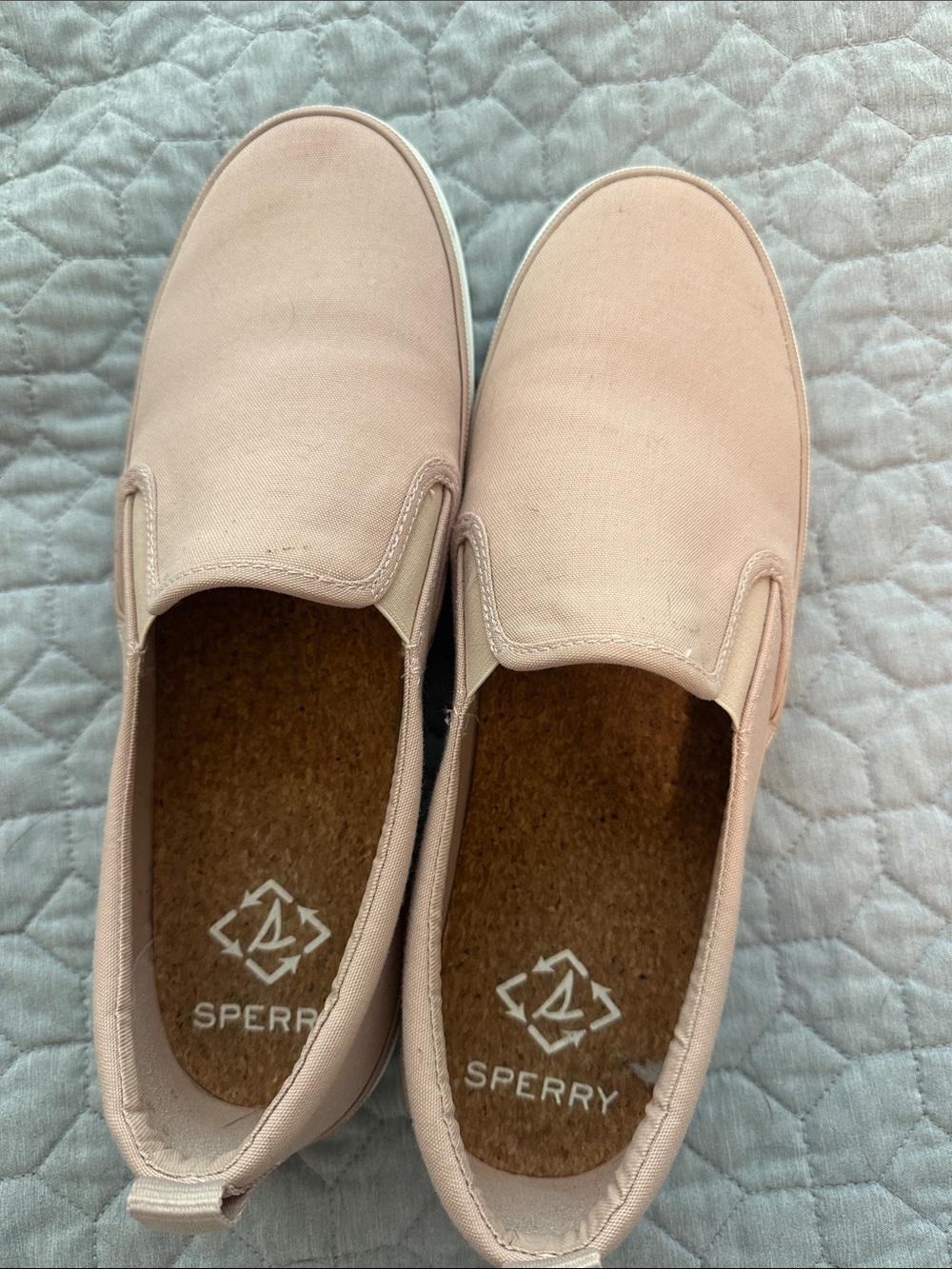 Sperry Women's Slip-On Sneakers in Pale Pink Canvas